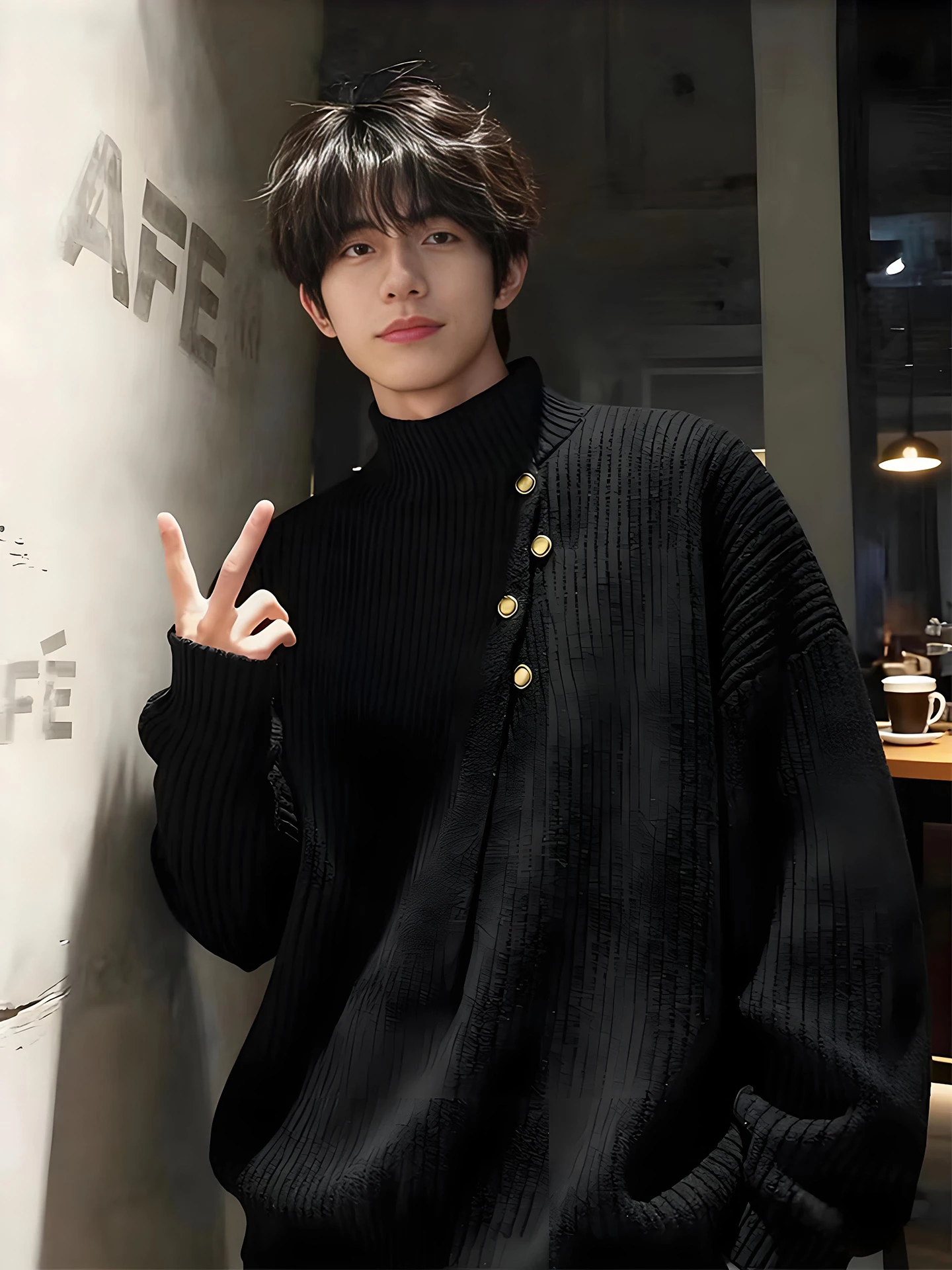 

Bla Irregular Button Design Casual Knitwear Men's Autumn Winter Loose Fit Stand Collar Sweater Comfortable Warm Woolen irt