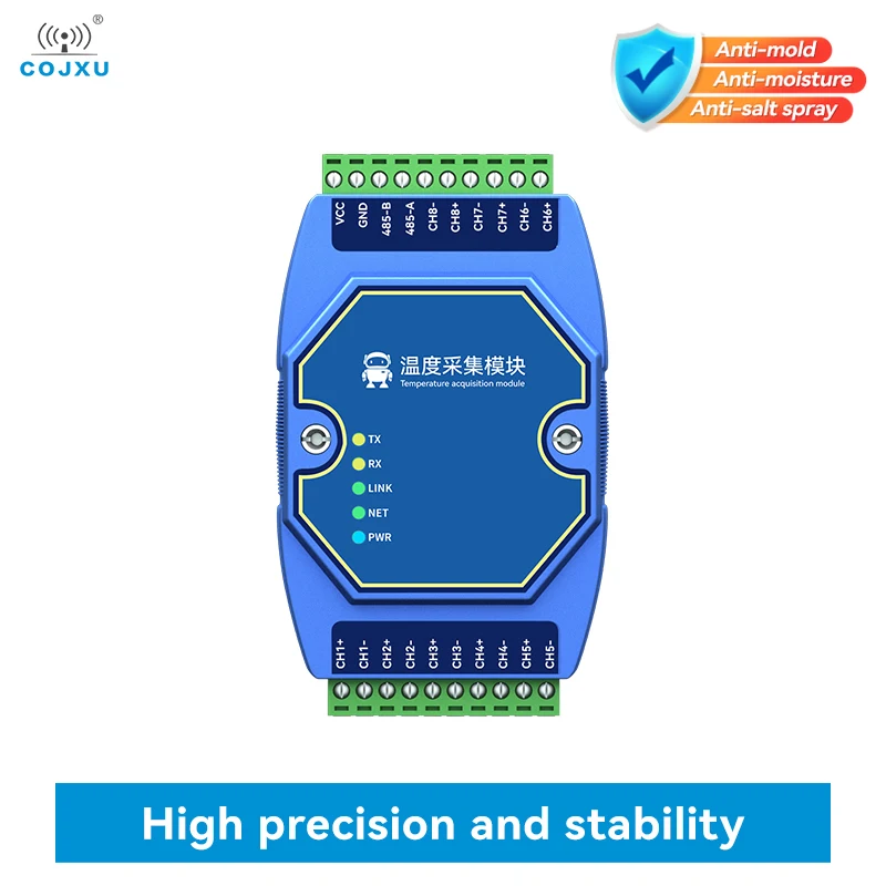 8-Way PT100 RTD Temperature Acquisition Module COJXU ME31-XDXX0800-485 RS485 High Precision Module Support Modbus DC 8~28V