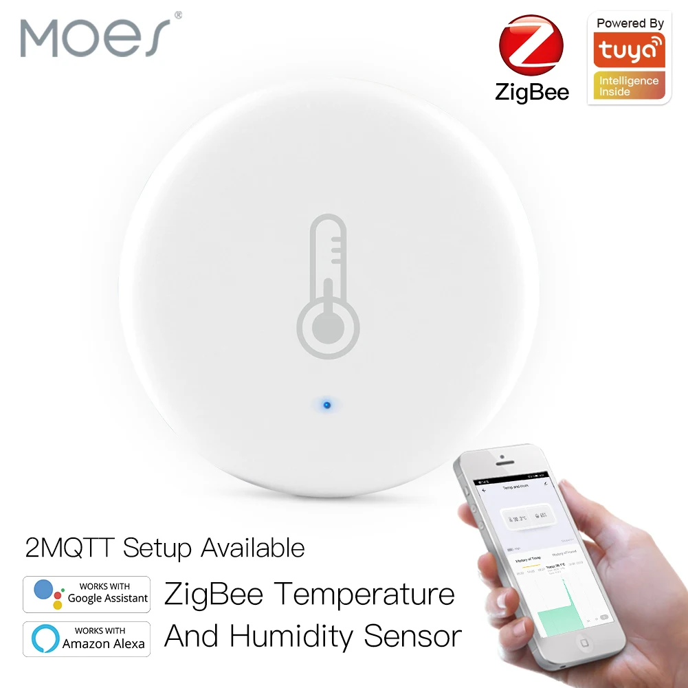 MOES Tuya Smart ZigBee 3.0 Smart Temperature And Humidity Sensor Battery Powered Security With Tuya Smart Life App Alexa