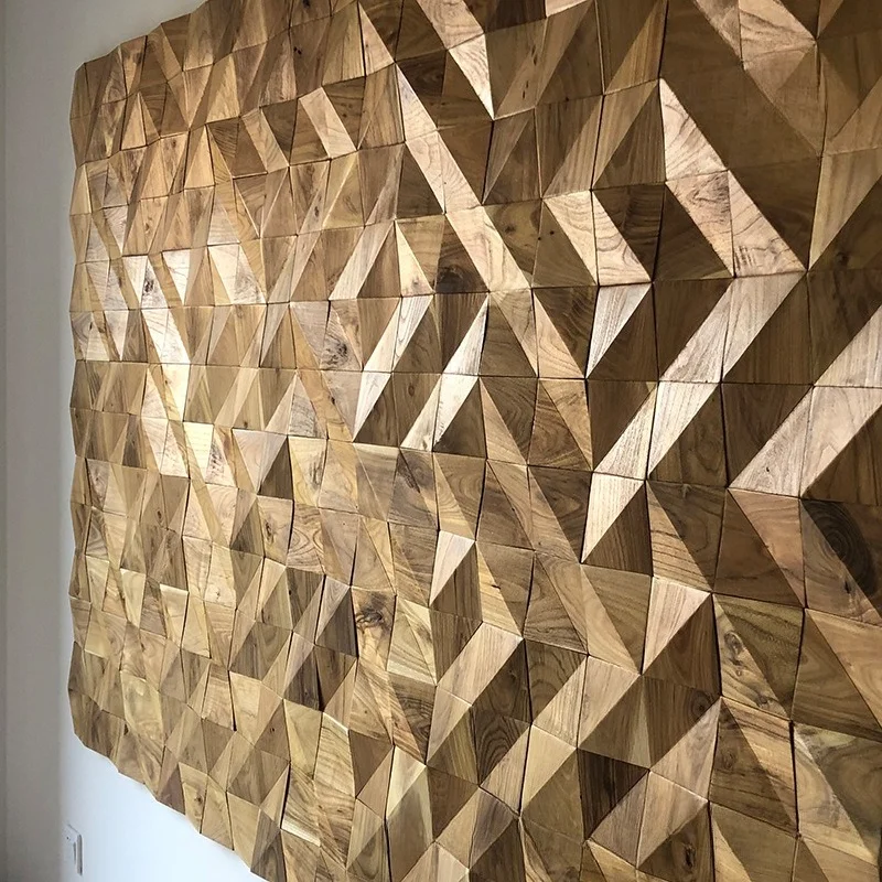 

Creative Solid Wood Diamond Mosaic Living Room Background Wall Decoration Modern Three-dimensional Irregular Wood Hanging Decor