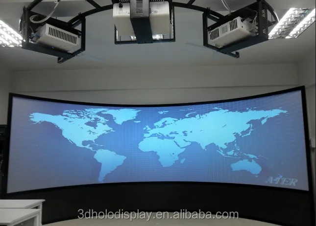 180 Degrees HD Curved PVC Projector Screen with Stand Matte White 3D Style for Cinema Simulation Floor Mount Type