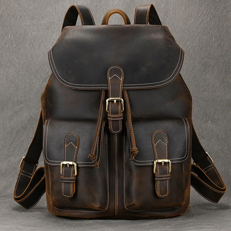 Mochilas de ocio para hombre, bolso de viaje para ordenador portátil, mochilas de viaje simples, bolsos de cuero multifuncionales, Mochila E Mochila MHSJB