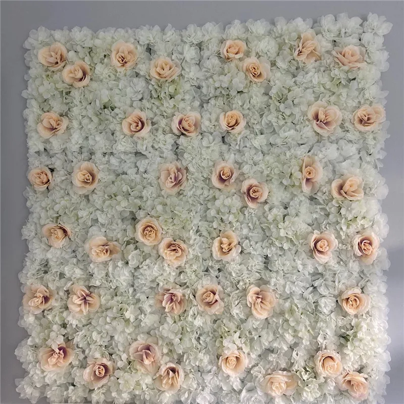 Panel de pared Floral rosa, Fondo de flor de pared Artificial, Panel de rosa de hortensia de seda 3D para decoración de fondo de boda, fiesta en casa