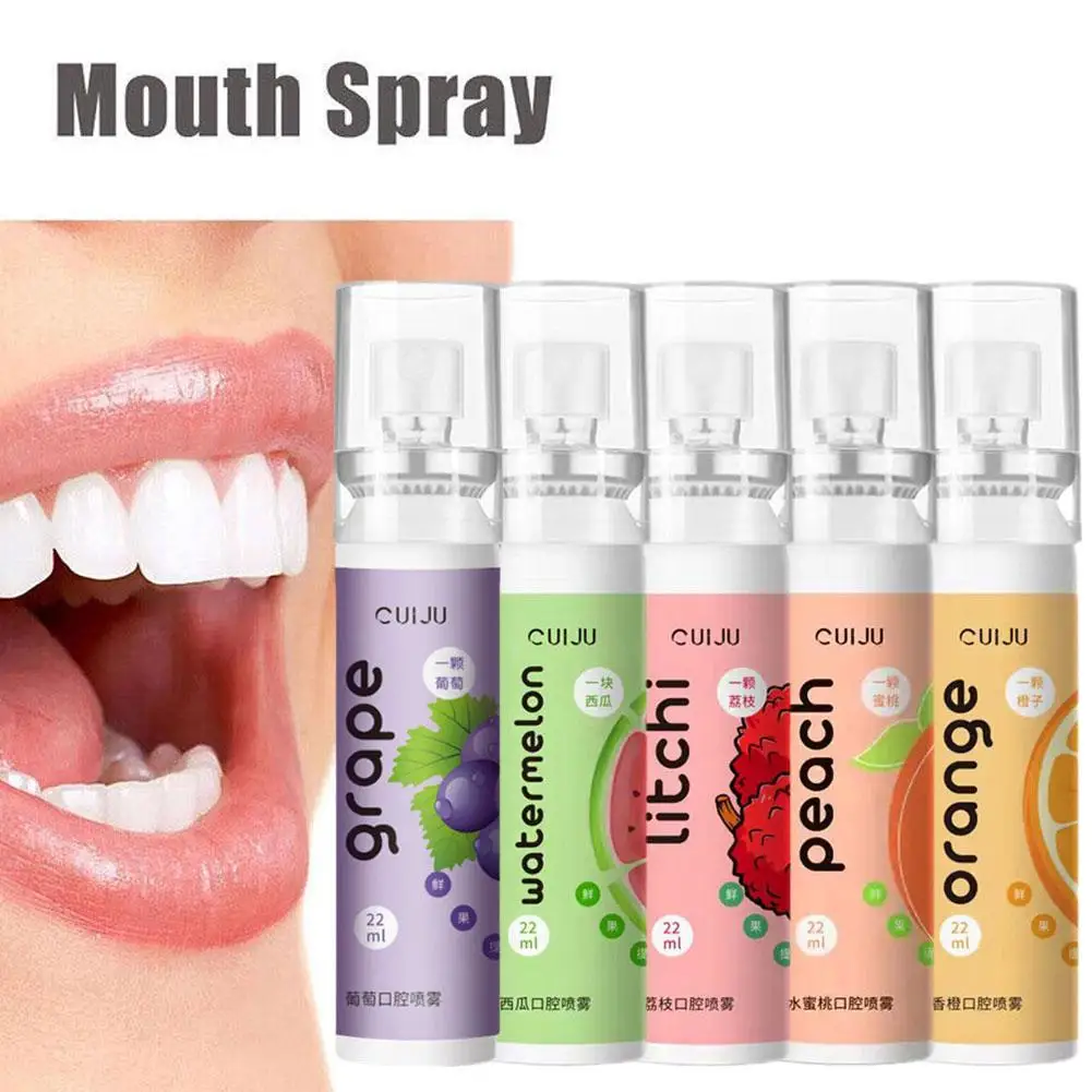 22ml Oral Fresh Spray Mouth Freshener Oral Odor Treatment  Oral Remove Bad Breath Fruit Litchi Peach Flavor Persistent Oral Care