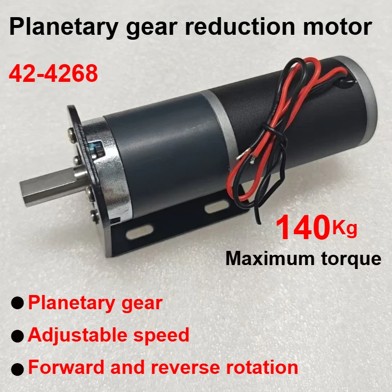 42mm DC 12V/24V Planetary Gear Motor 140KG High Torque Low Speed Small Motor 4268 42ZY Steel Pipe Reducer Adjustable RPM for DIY