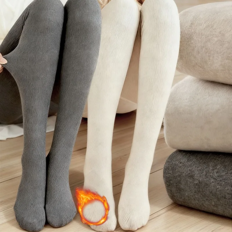 

Зимние теплые термоколготки, ультра толстые леггинсы на флисовой подкладке, мягкие ребристые овсяные серые брюки для экстремальной холодной погоды