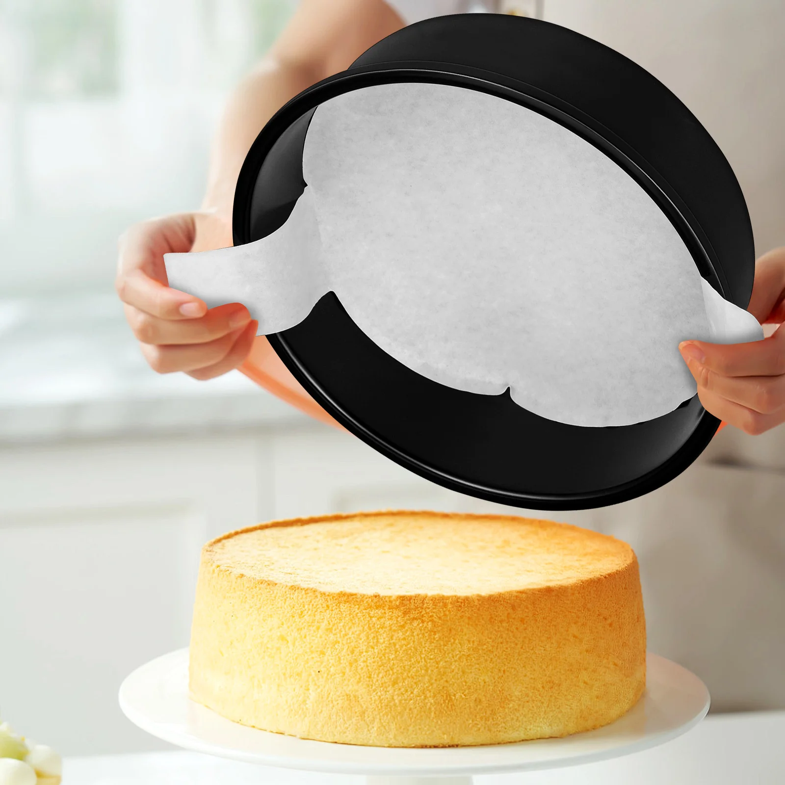 

3 pcs Round Nonstick Mold Deep Carbon Steel Pans With Parchment Paper For Home Bakers Supplies Bakeware Cake Tin Set Round