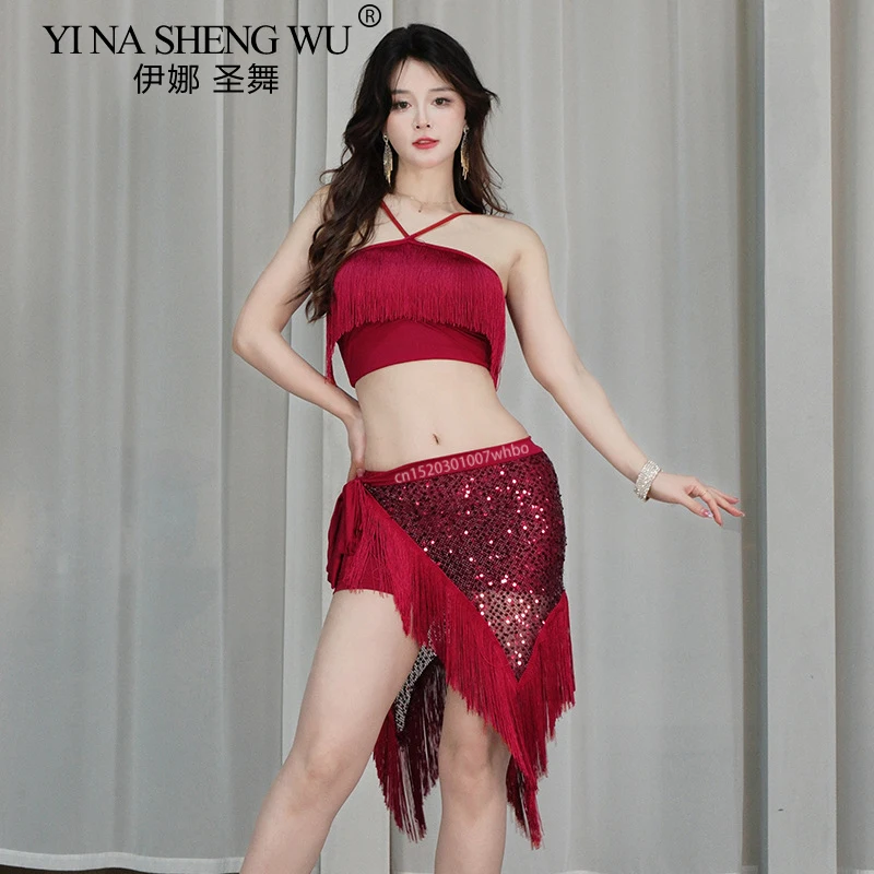 Belly Dance ผ้าพันคอสะโพกฤดูใบไม้ผลิฤดูร้อนเต้นรํา TOP พู่สะโพกผ้าเช็ดตัวสําหรับผู้หญิง Oriental เต้นรําเต้นรํา