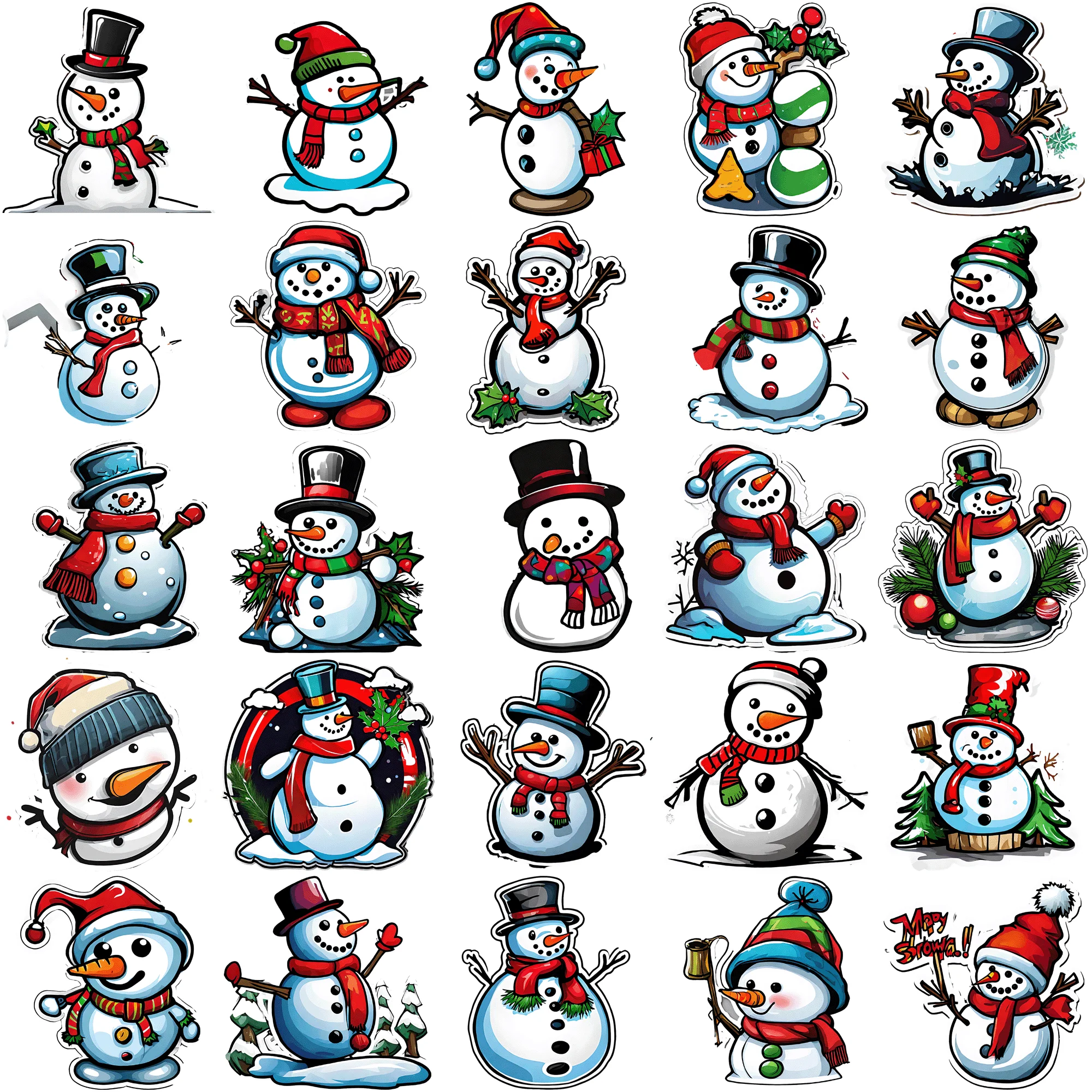 

50 pieces of Christmas snowman graffiti stickers Add a Touch of Fun and Color to Any Room with these 50 pcs Stickers