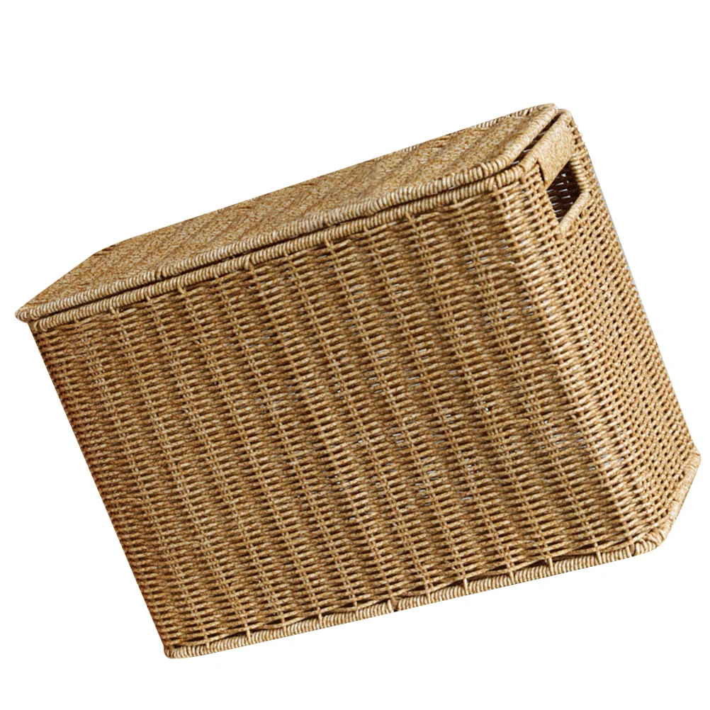 Narrow and Tall Storage Box with Lid Basket Handle Trash Can Garbage Bin Toys Picnic Fruits Bohemian Baskets Sundries