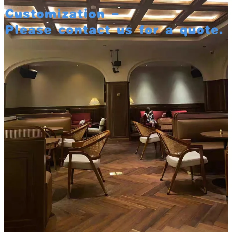 

Индивидуальный ресторанный набор, деревянный стол из ротанга и набор стульев, современный дизайн, винтажная мебель для ресторана, кафе, столовая