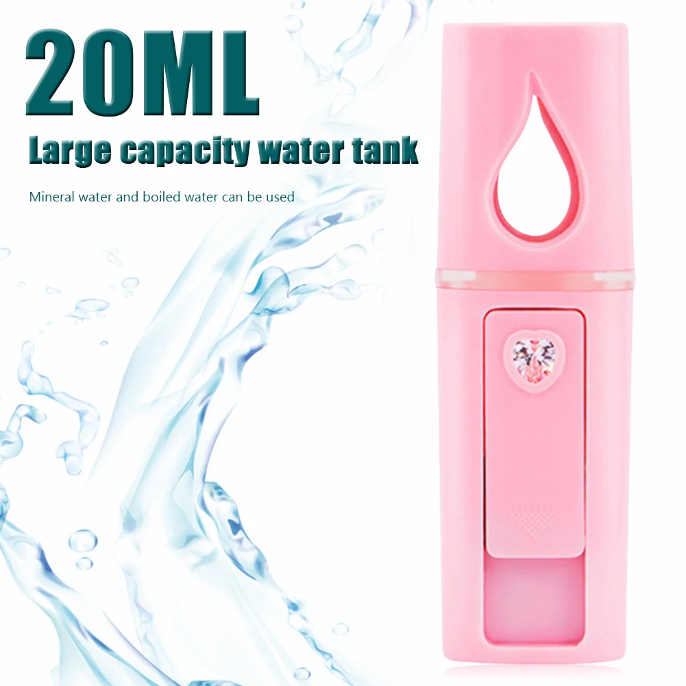 L2 Mini Nano Facial Mister with Top Mirror Portable USB Rechargeable Handy Cool Mist Sprayer Steamer Face Humidifier Atomizer