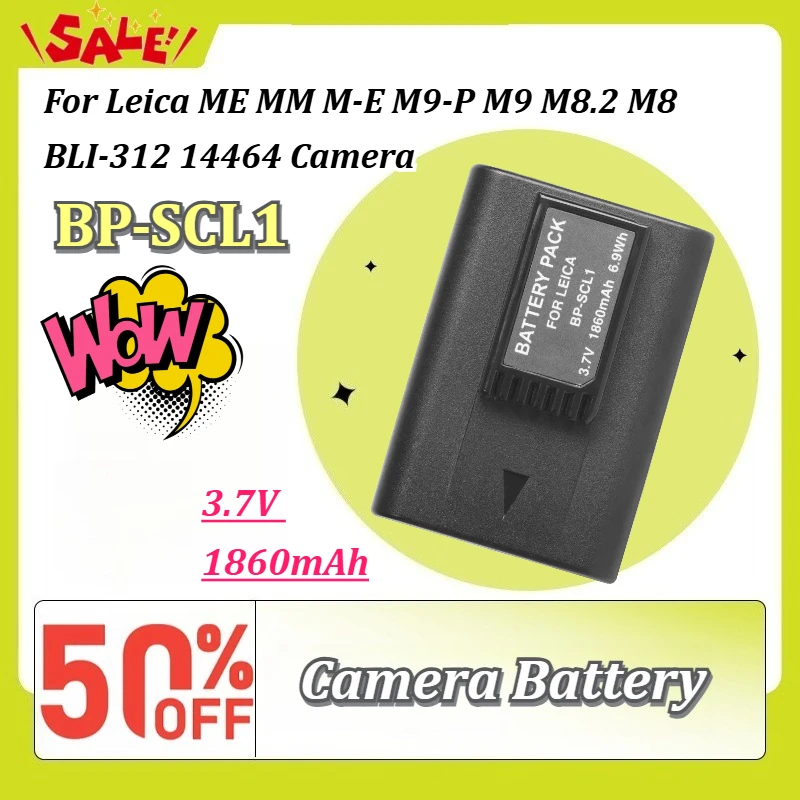 New BP‑SCL1 3.7V 1860mAh Rechargeable Battery for Leica ME MM M‑E M9‑P M9 M8.2 M8 BLI‑312 14464 Camera Replacement Pack