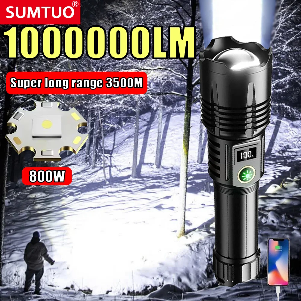 

NEW 1000000LM High Power Led Flashlights Powerful Battery 15000mah Tactical Flashlight Emergency Spotlight Most Powerful Lantern