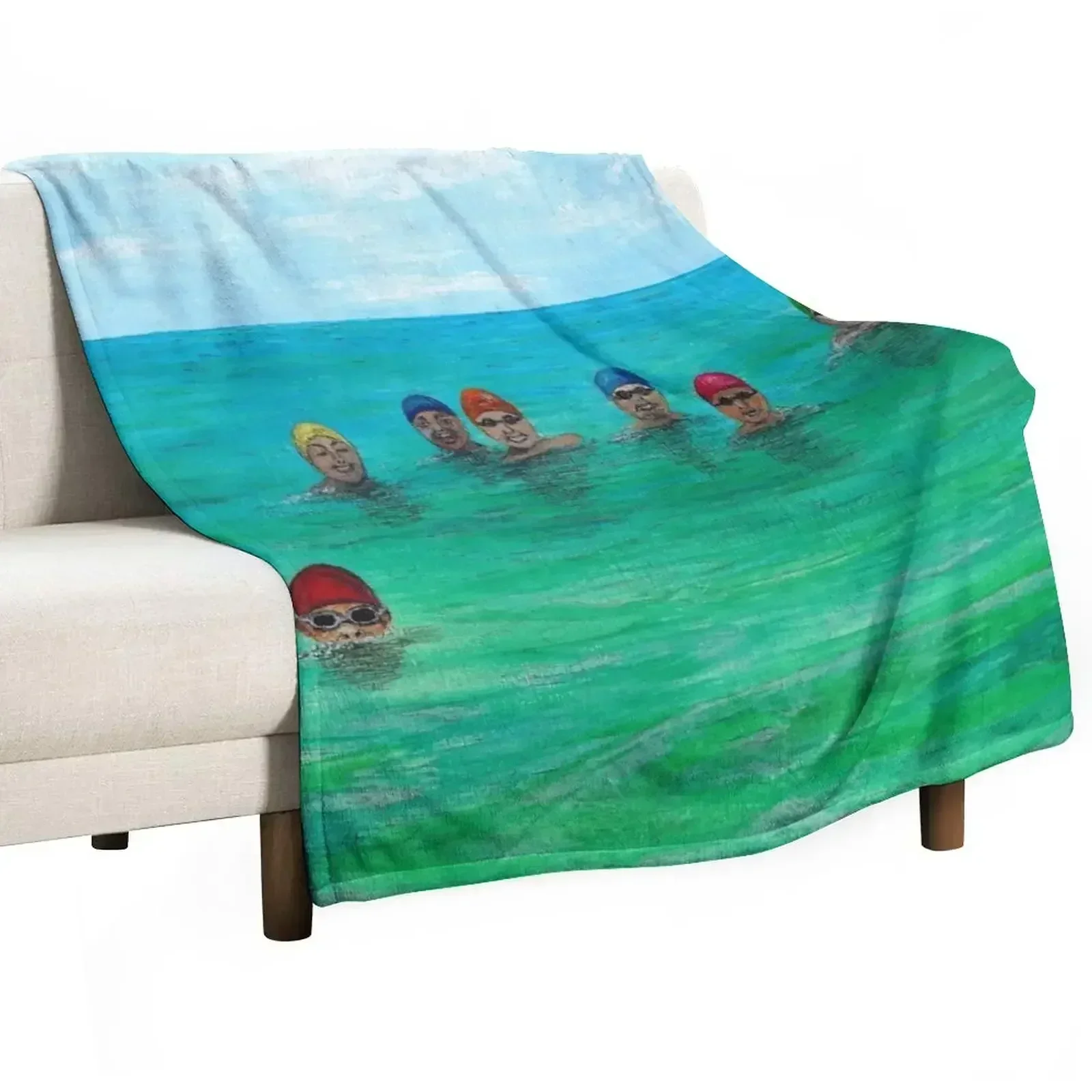 

Wild Swimming-Swimming Group-Swimming In The Ocean-Lake-River-Cold Water Swimmer Throw Blanket