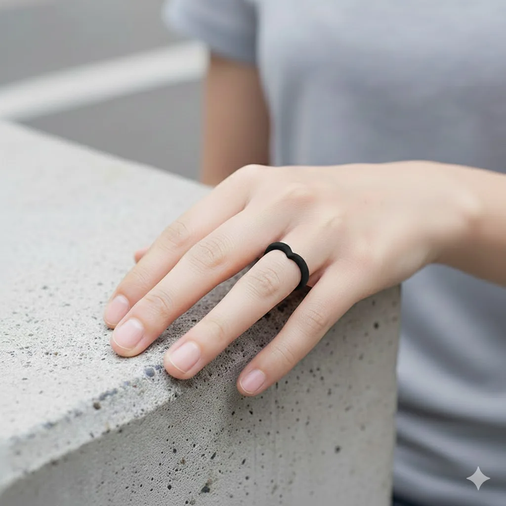 8 Pcs Colorful Silicone Rings for Her, 3mm Thin Stackable Rubber Wedding Bands Women Bright Colors Hypoallergenic Pinky Ring view 6