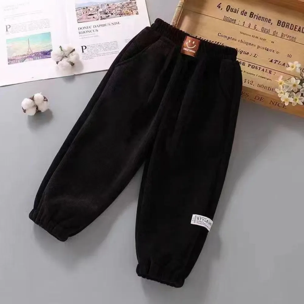 2026 New Kids Corduroy Pants Winter Warm Fleece Lined Trousers Boys Girls Casual Long Pants Baby Toddler Bottoms