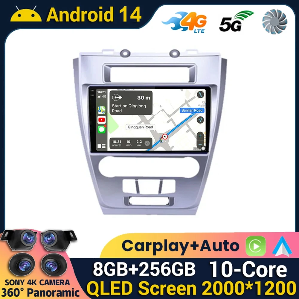 

Android 14 For Ford Fusion Mondeo Mustang 2009 - 2012 Car Radio QLED Navigation GPS Multimedia Audio Video Head Unit 360 Camera