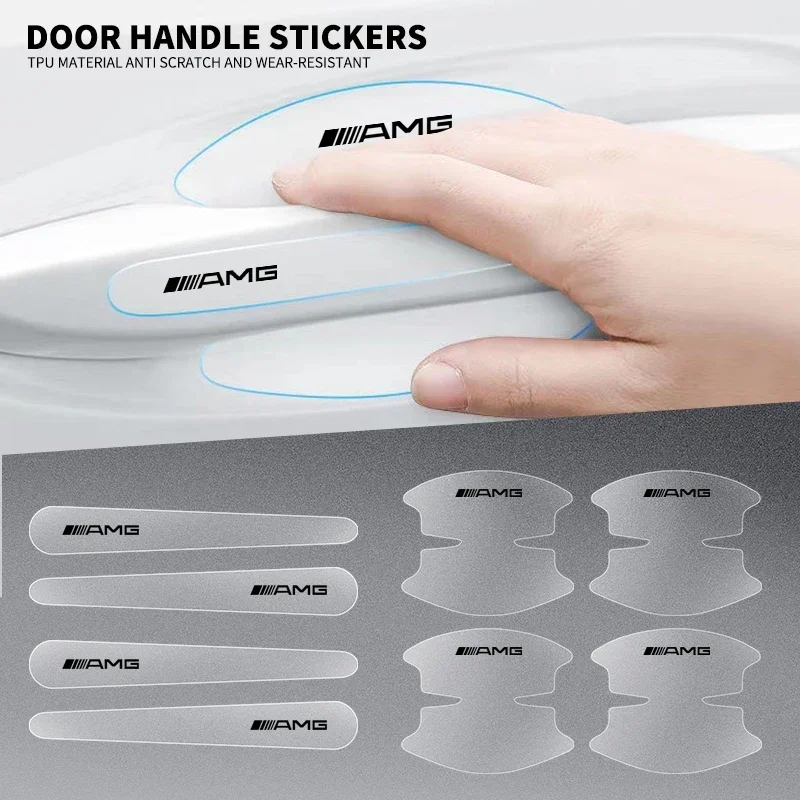 

8Pcs Car Door Handle Bowl Transparent Rubber Protector Car Sticker Door Wrist Film For Mercedes Benz AMG GLE GLS CLS GLC CLA GLA