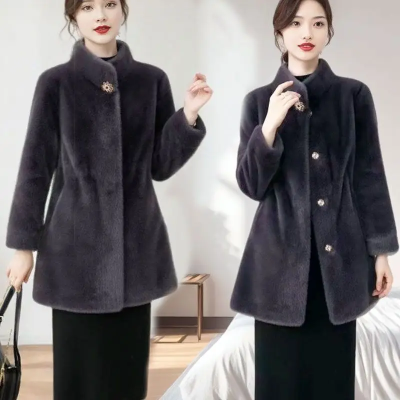 

Fashionable Women's Genuine Natural Mink Fur Coat with Detachable Sleeves Long Warm Coat European Winter Fashion New 2025 Wh141