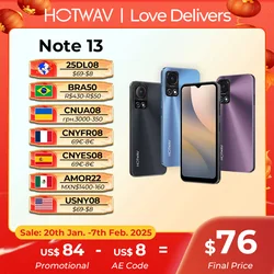 HOTWAV 노트 13 스마트폰, 6.6 인치 HD + 90Hz, 안드로이드 13, 8GB + 128GB 옥타코어 휴대폰, 50MP 5160mAh 휴대폰, 월드 프리미어