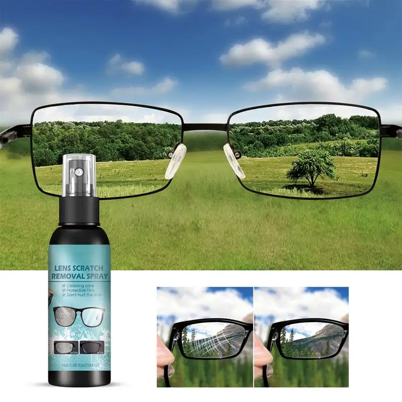 100ml Glasses Lens Scratch Removal Spray Eyeglass Sunglasses Cleaning Solution Spray Alcohol-Free Glass Camera Screen Cleaner