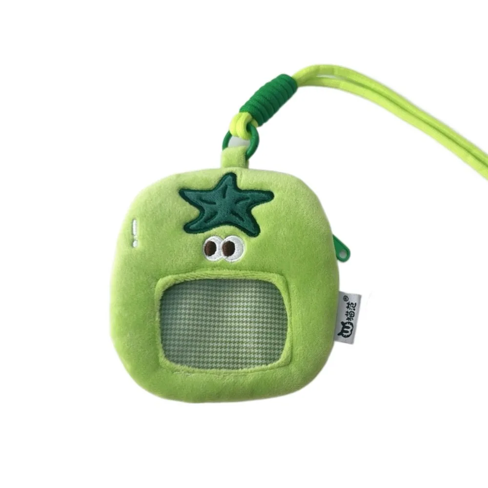 

Expression Cartoon Tomato Coin Purse Headphone Bag Transparent Neck Hanging Bag Small Item Bag Korean Idol Card Holder