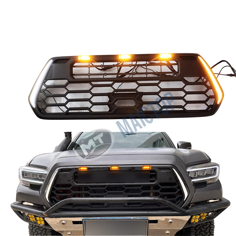 

Brand New MAICTOP 2016-2021 for for Tacoma LED Turn Signal Car Grill Front Bumper with Abs Facelift Accessories