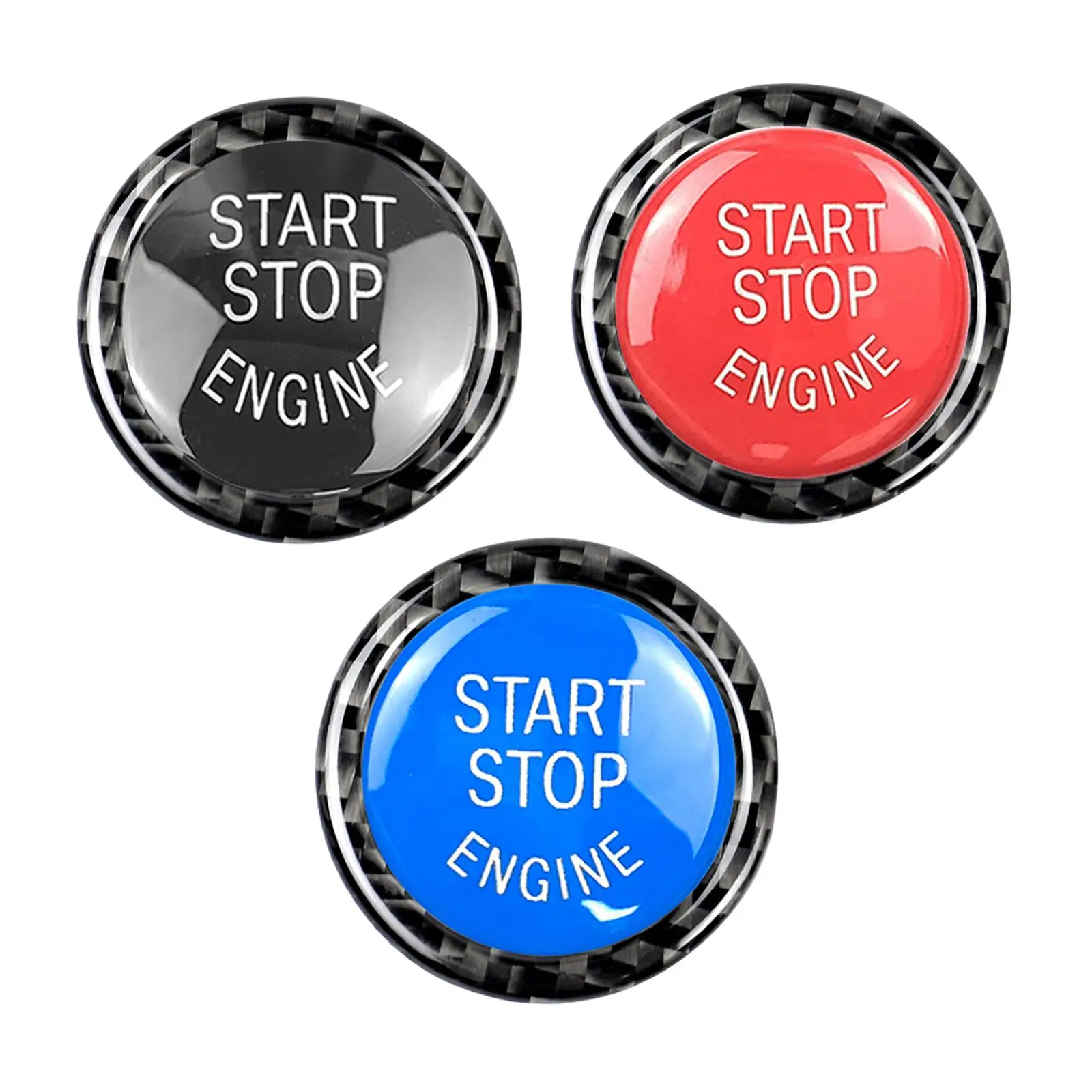 Engine Start Stop Button Trim Cover Carbon Fiber Protection Anti Scratch Sticker