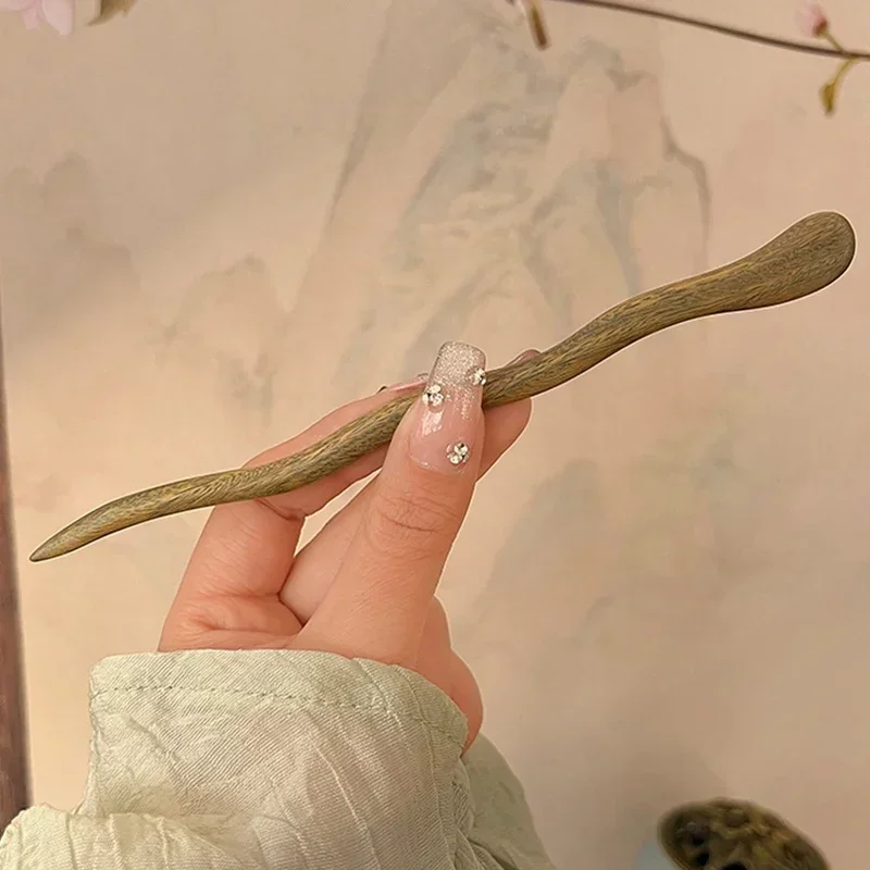 Vintage Wood Hair Sticks Pins Hairwear Hairpins Head Pins DIY Handmade Wooden Head Jewelry Hair Accessories Ornaments for Women