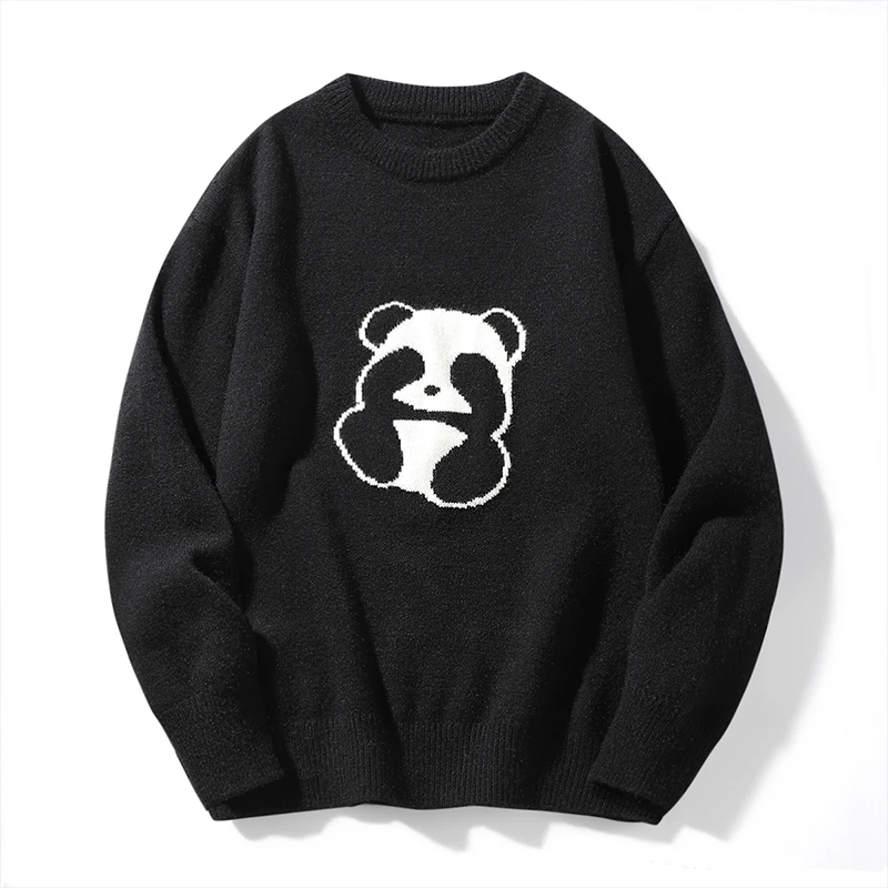 7xl Autumn Sweaters Men Pullover High Quality O-neck Panda Pattern Jumpers Tops Male Knitwear Men's Oversized Jersey Plus Size