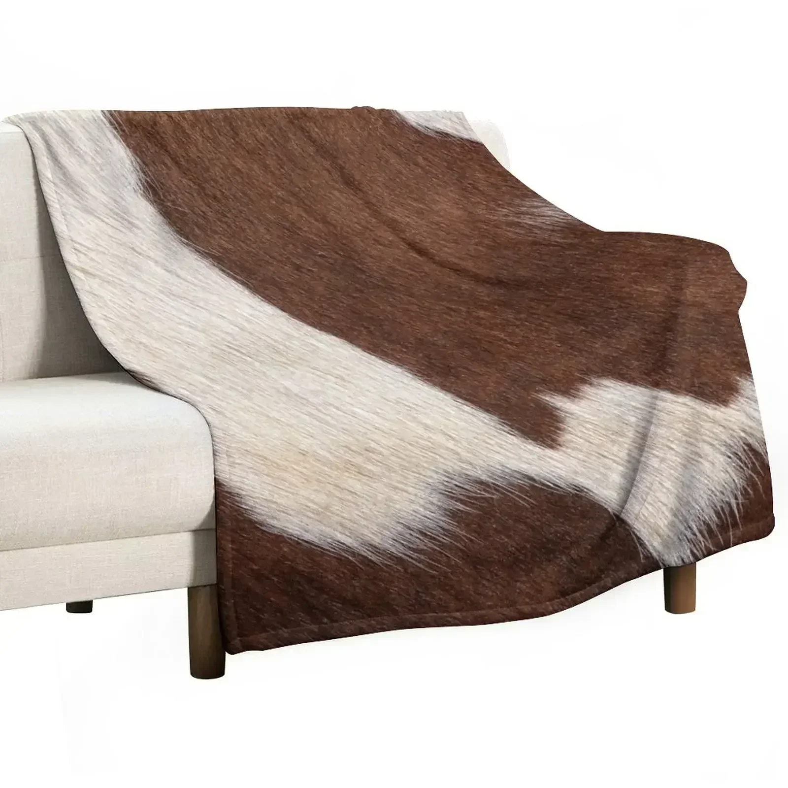 Rusty Brown Cow Skin (graphic illustration, digital, smooth print) Throw Blanket Soft Beds Beautifuls Blankets