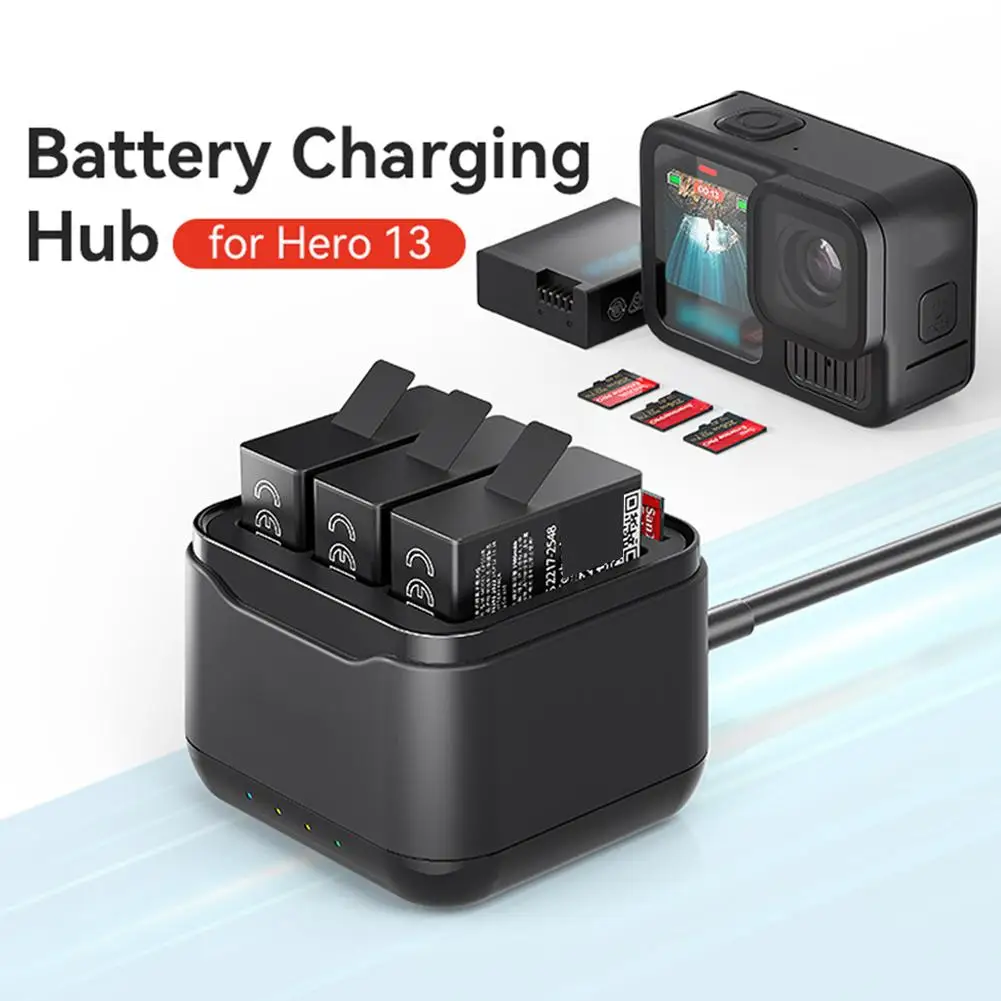 3-Ways Battery Charger Hub For GOPro Hero 13 Quick Charger Station Dock Manager For GO Pro Hero 13 Sports Camera Accessorie Y0G6