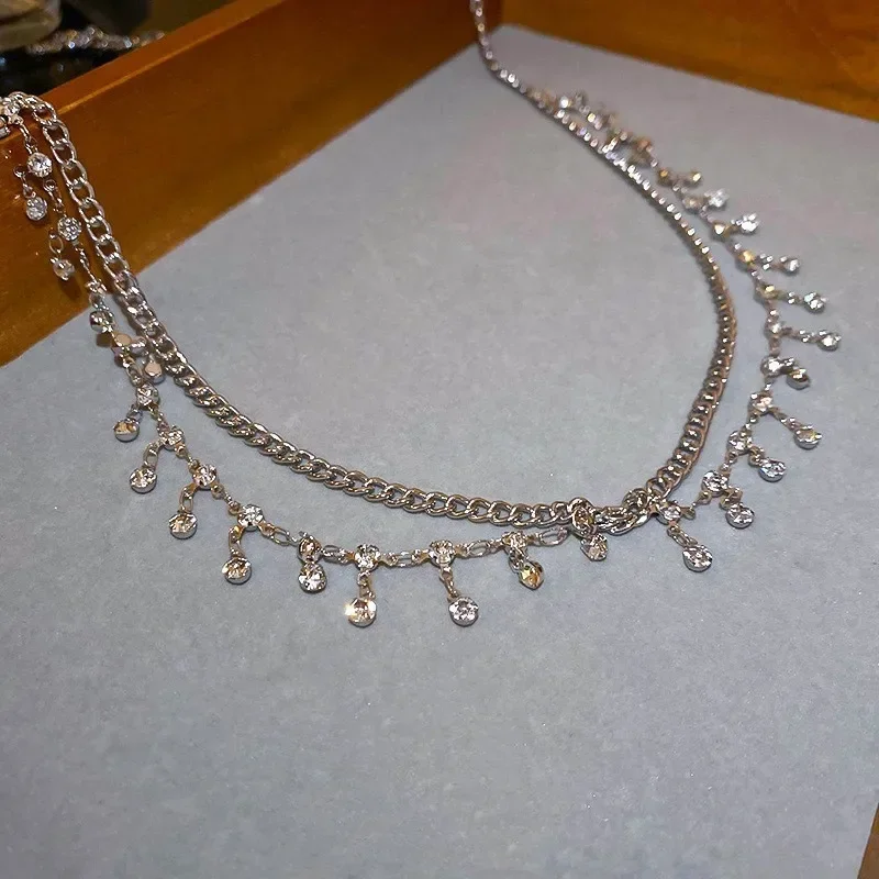 Personalidade feminina picante menina multi-camada corpo corrente elegante e na moda espumante diamante borla sexy cintura corrente