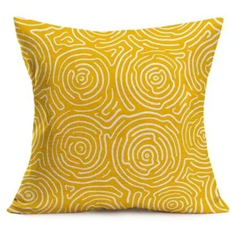 Sweet Home Themed Pillowcase - Arrow, Yellow Flower Petals & Striped , 45x45cm Cushion Cover for Family Sofa
