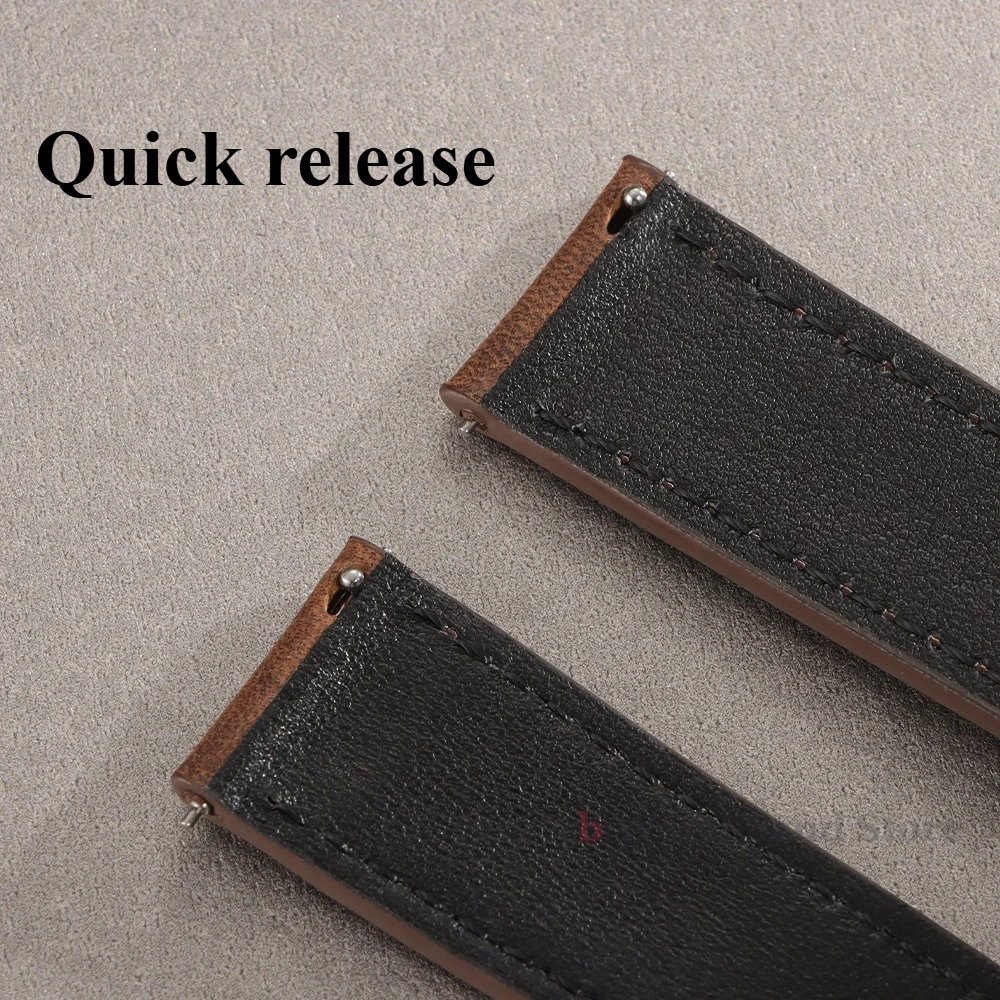 Винтажный кожаный ремешок для часов Seiko, пряжка-бабочка, ремешок из воловьей кожи для Omega 18/19/20/21/22/24 мм для браслета на запястье