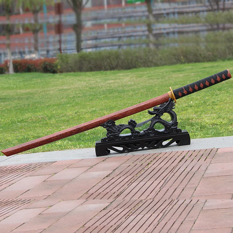 Solid Wood Iaido Bokken, Japanese Katana Training Sword with Saya (Scabbard) for Kendo Practice, Blunt & Unsharpened