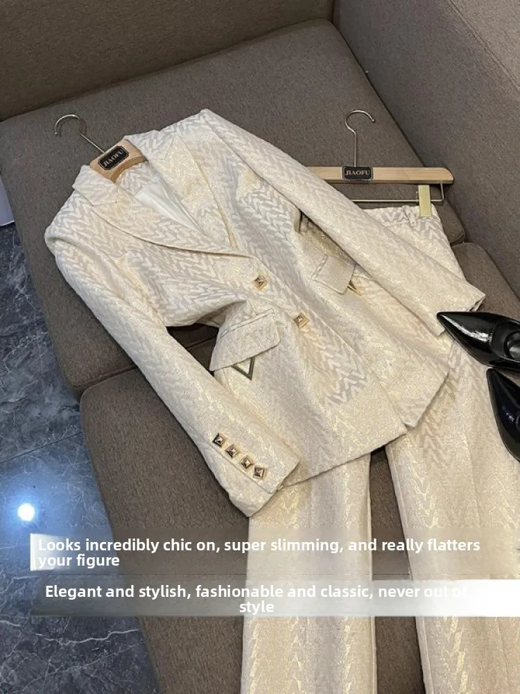 Faionable geborduurd midi-pak en slanke broek set winter 2025, Celebri geïnspireerde tweedelige set A229 premium dameskleding