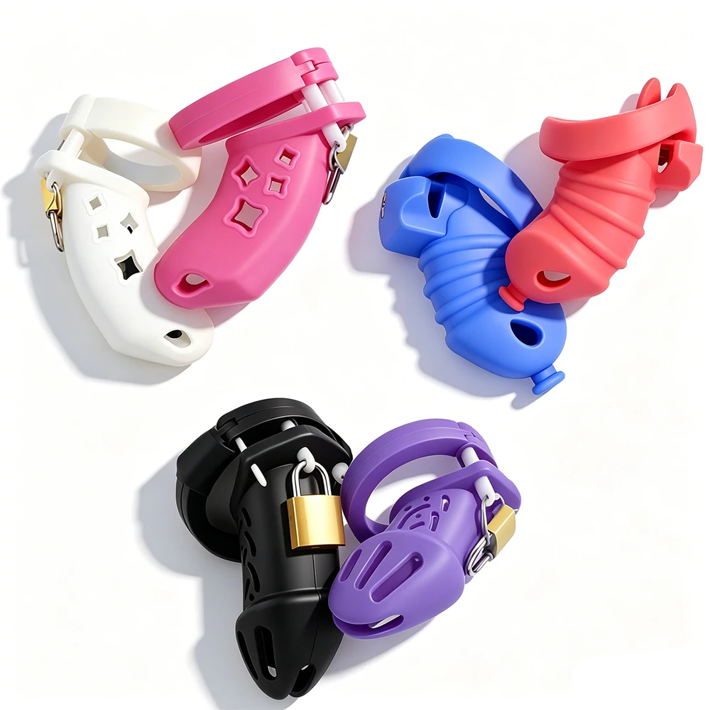 FRKO SM Silicone Male Chastity Cage Set Chastity Cocklock 113/114/123/248 Penis Sleeve Reusable Sex Toys For Men Couples 