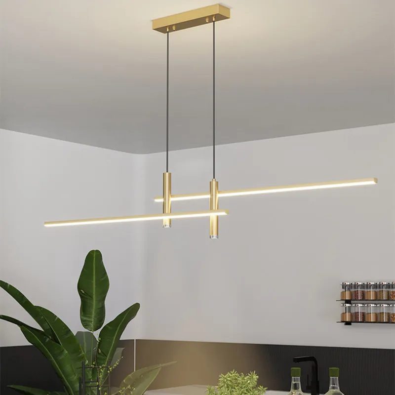 Modern Dining Table Led Chandelier Black Gold Minimalist for Kitchen Dining Room Pendant Lamp Home Decor Lighting Luster Fixture