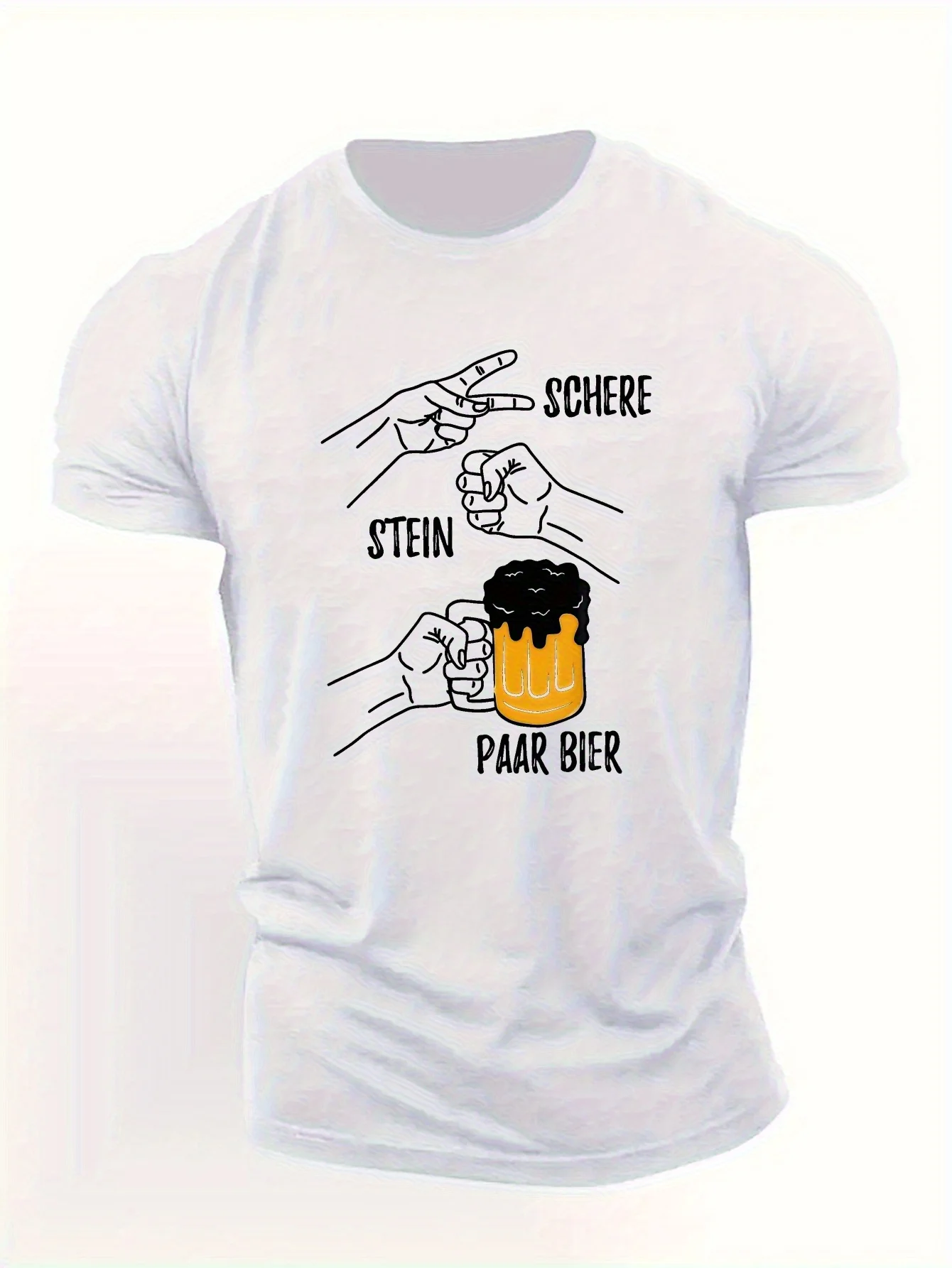 

Men'S Casual Summer T-Shirt - German Funny Scissors Stone Pair Beer Graphic,Black Short Sleeve Crewneck,Breathable