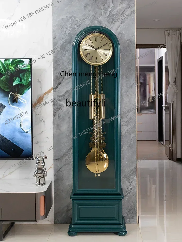 ss cn8350 American the Grandfather Clock Living Room Modern Simple and Fashionable Light Luxury Clock Vertical Solid Woo
