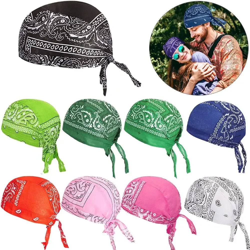 2024 New Quick Dry Cotton Pirate Hat Elastic Adjustable Cancer Chemo Cap Men Women Outdoor Sport Bandana Cycling Headscarf