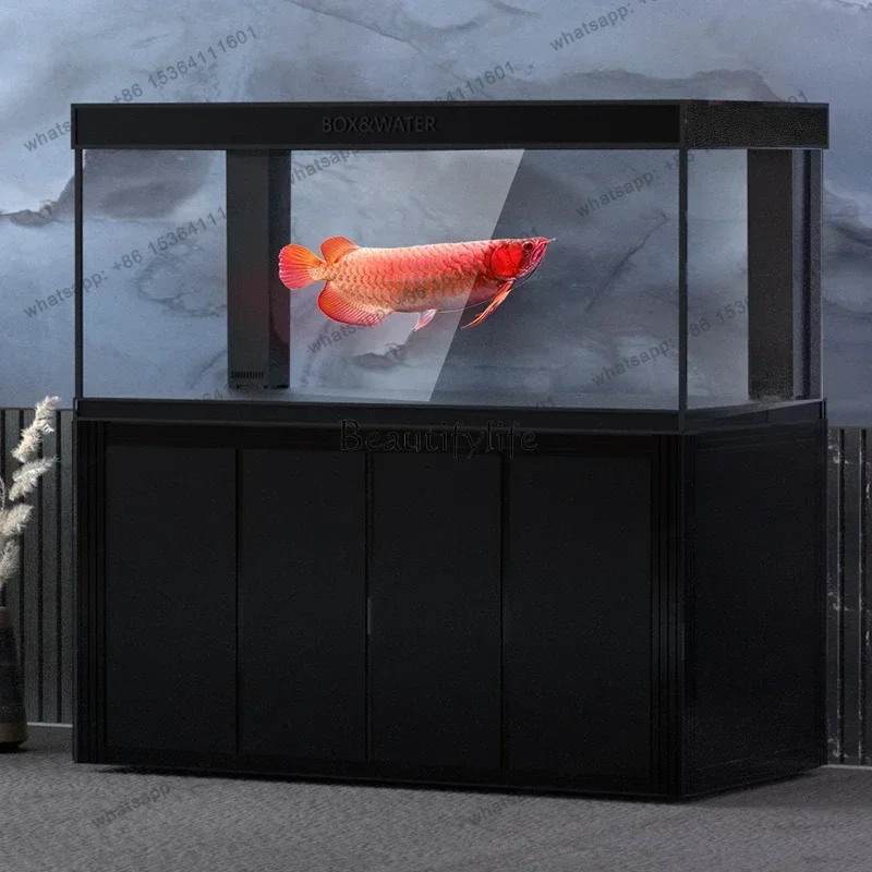 Factory Direct Ultrafiltration Three-Generation Dragon Fish Tank Aquarium Household Super White Glass New Chinese Bottom