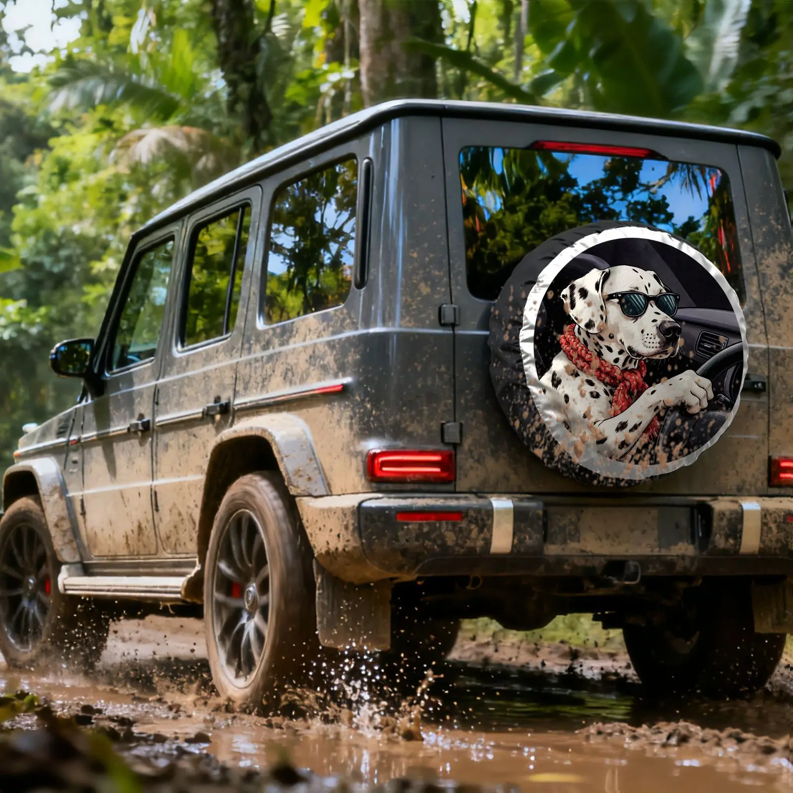 Dalmatian Dog Print Tire Cover - Heavy-Duty Fit Spare Tire With Dalmatian Puppy & Dalmatian Patterns, Fits SUVs//RVs, Stylish Ca
