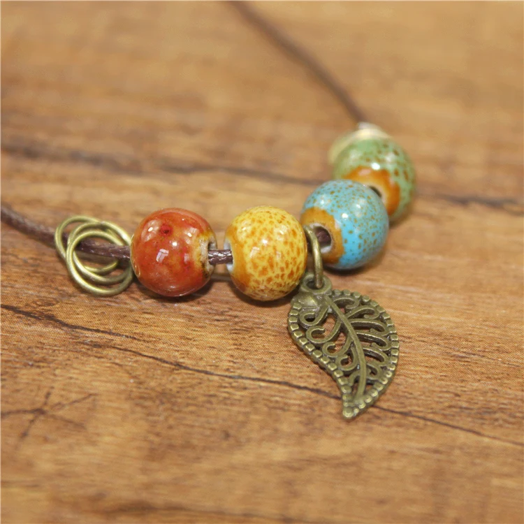 Miredo jewelry wholesale simple ceramic necklaces women\'s coin wood collar stone boho necklace pendant Dropshipping #1460