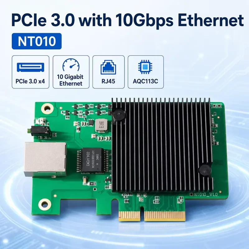 PCIe 3.0 X4 Ethernet Network Interface Card 10G 5G 2.5G 1G RJ45 LAN Adapter NT010 Wired Desktop PC NIC High Speed