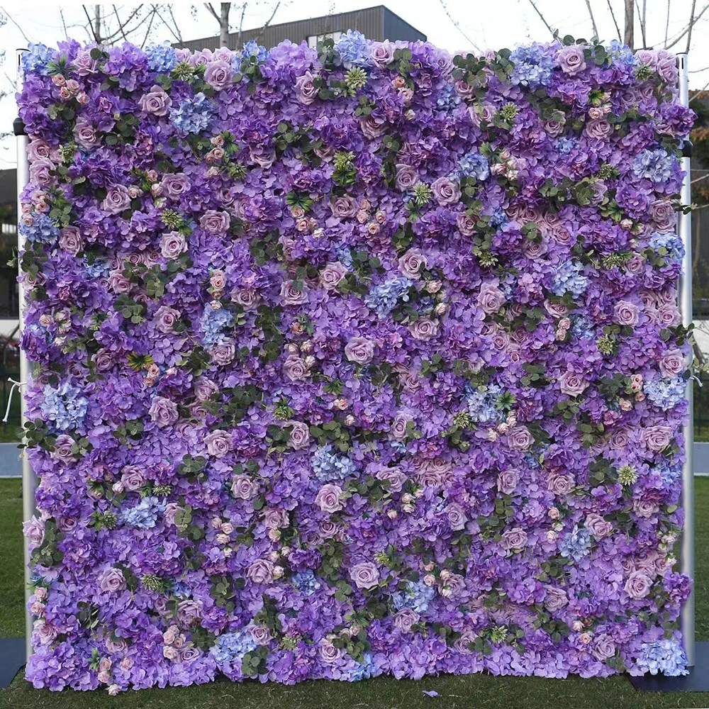 

New Arrival Beautiful Purple Decoration Backdrop Wall Silk Flower Wall Events