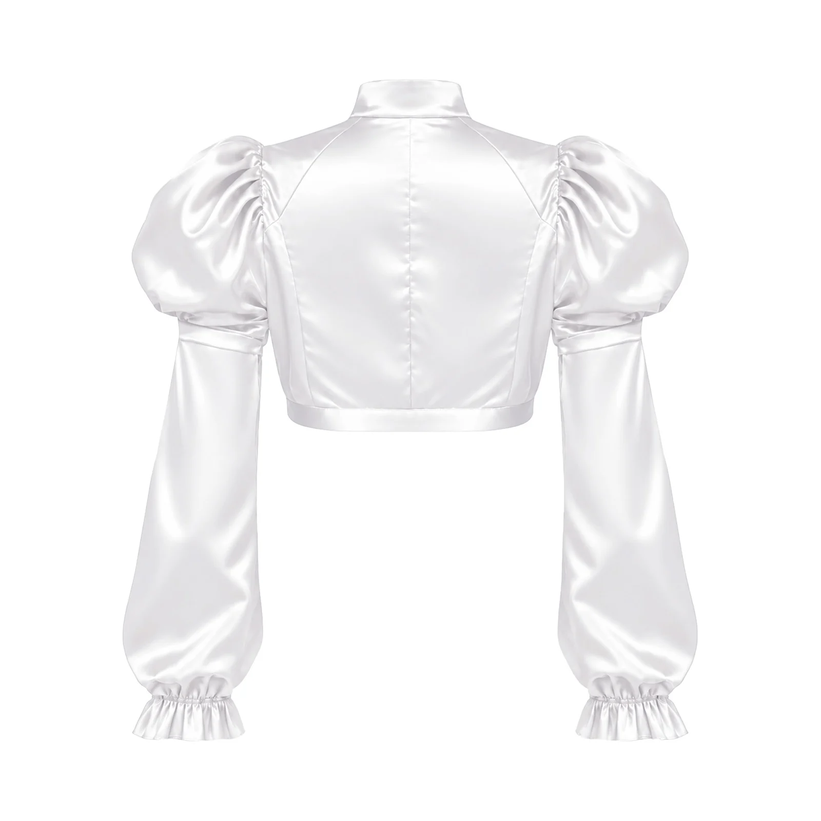 Evening Stain Bride Bolero Shrugs Crop Wedding Bride Shawl Puffy Bridal Long Sleeve Prom for Halloween Renaissance Jacket Coat view 4