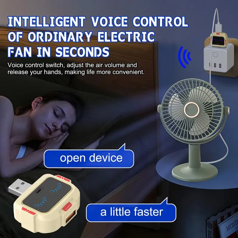 Smart Voice USB Converter Socket English Voice Control Docking Extender Station Interface Slot Remote Adapter USB Q4G6